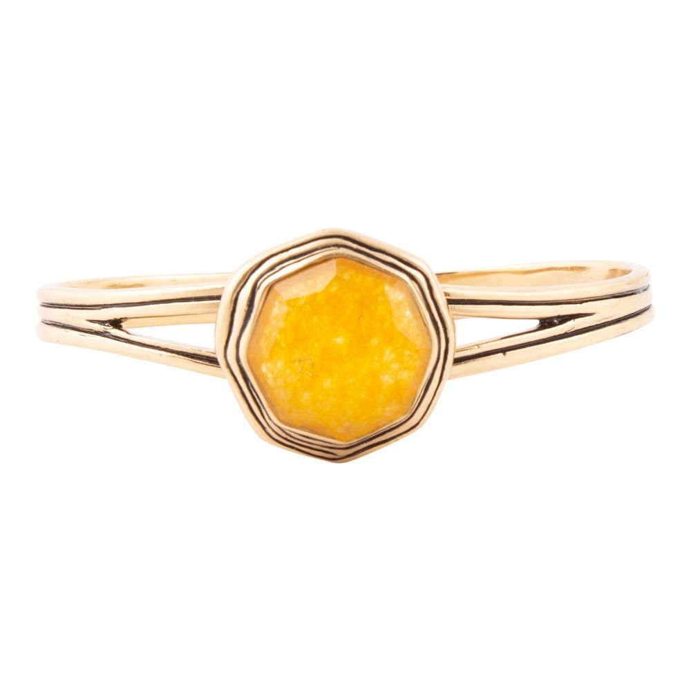 Pulsera rígida de cuarzo amarillo y oro River Rocks
