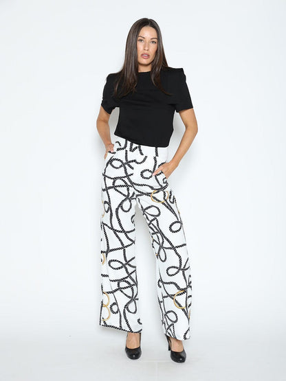 Rope and Ring Print Wide Pants