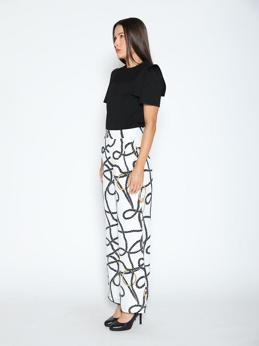 Rope and Ring Print Wide Pants