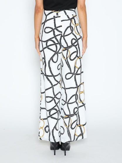 Rope and Ring Print Wide Pants