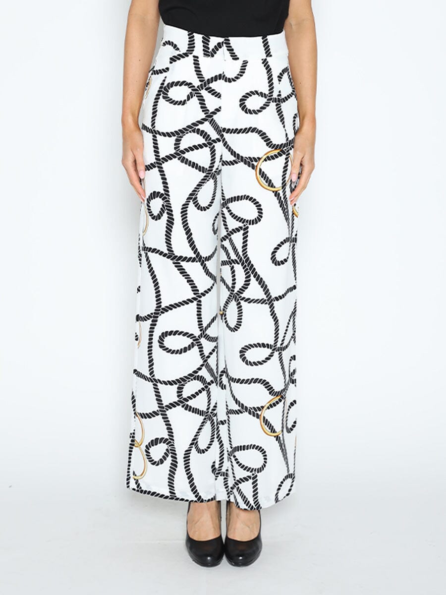 Rope and Ring Print Wide Pants