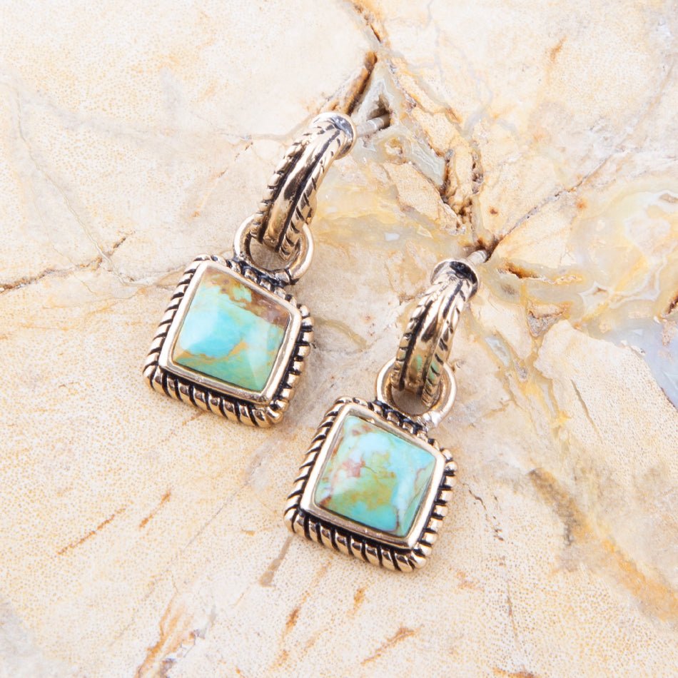 Pendientes con cuerda en turquesa y bronce