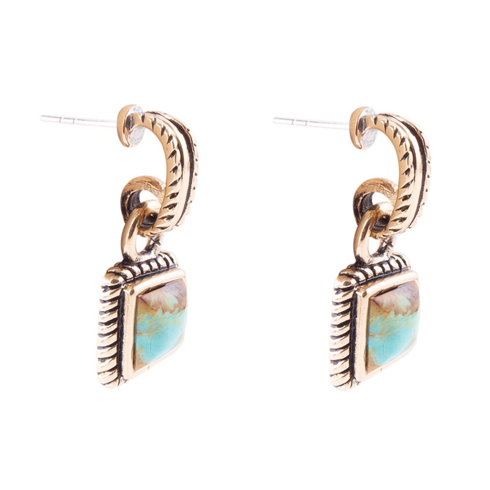 Pendientes con cuerda en turquesa y bronce