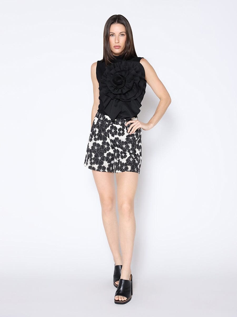 Gracia Fashion Women's Ruffle Flower Detail Tank Top