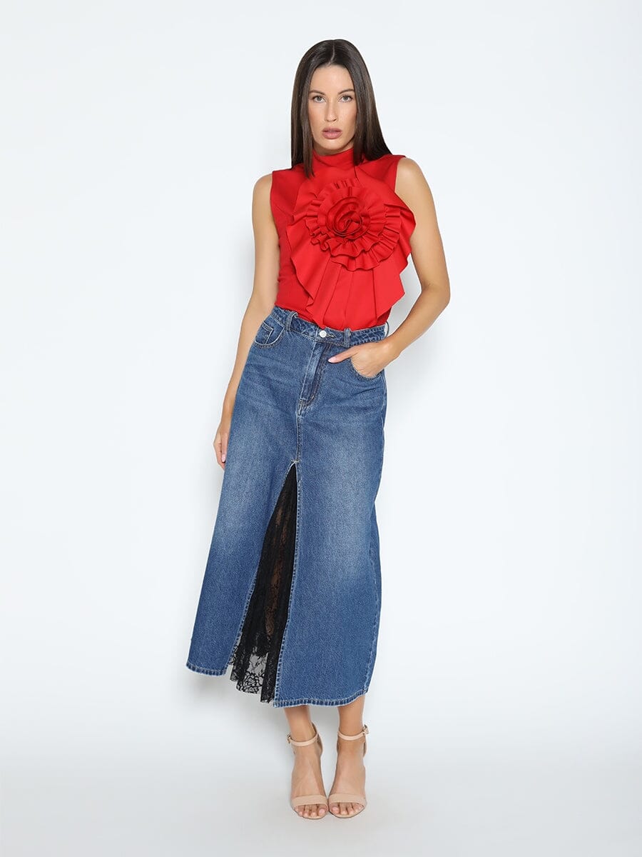Ruffle Flower Detail Tank Top
