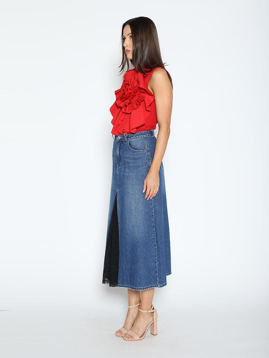 Gracia Fashion Women's Ruffle Flower Detail Tank Top