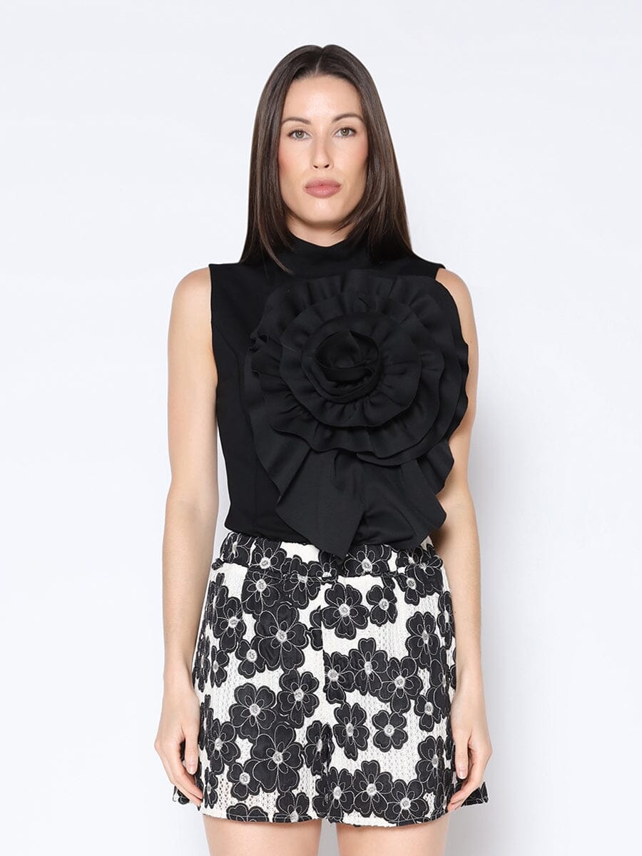 Gracia Fashion Women's Ruffle Flower Detail Tank Top