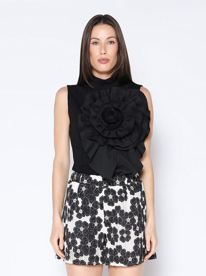 Ruffle Flower Detail Tank Top