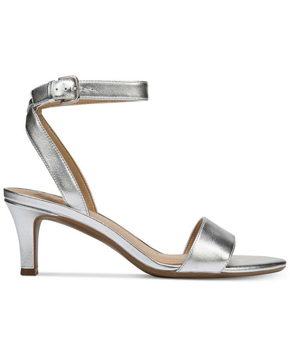 Naturalizer Women's Ankle Strap Sandals, Soft Silver Leather, Size 7