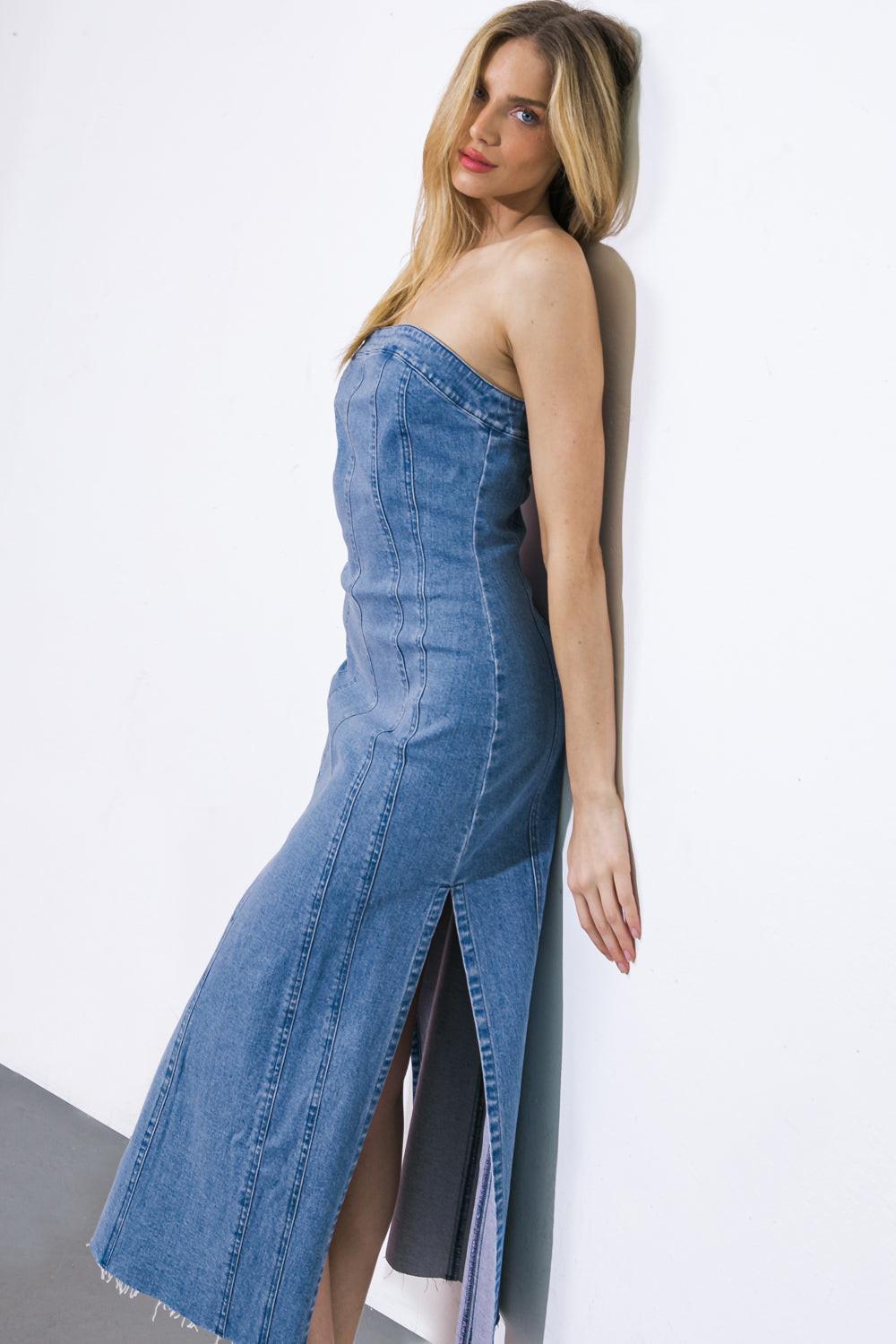 VESTIDO MIDI DE MEZCLILLA YOU'RE THRIVING