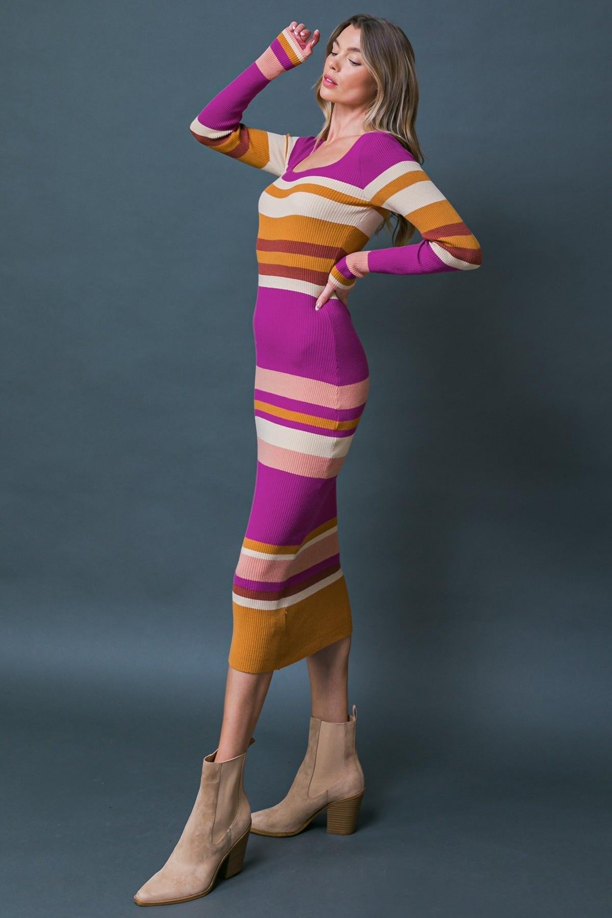 VESTIDO MIDI CON SUÉTER DE NOCHE DE ELEGANCIA