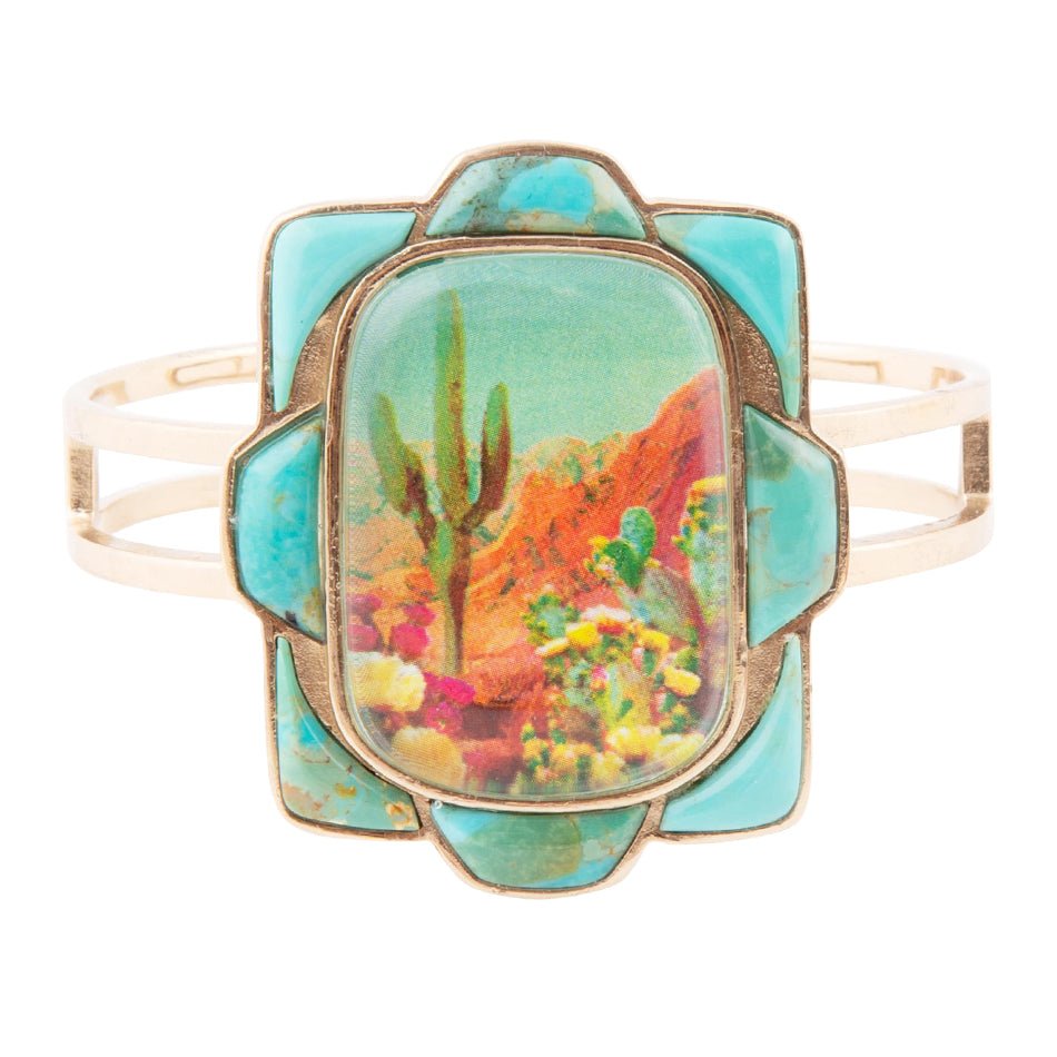 Brazalete rígido de oro y turquesa azul de Sedona Scenic