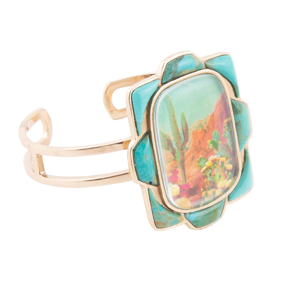 Brazalete rígido de oro y turquesa azul de Sedona Scenic