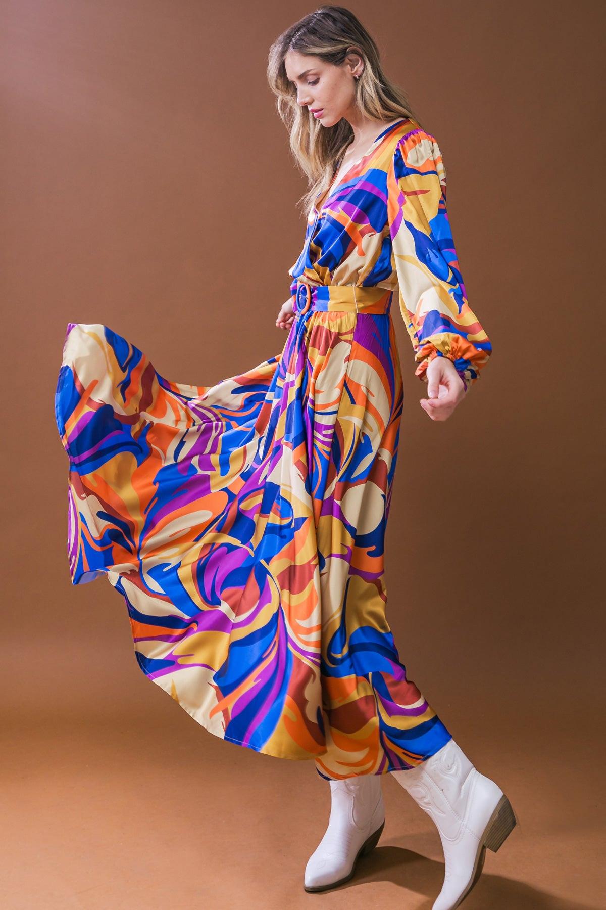 VESTIDO MIDI DE SATÉN TEJIDO BOLD ADVENTURES