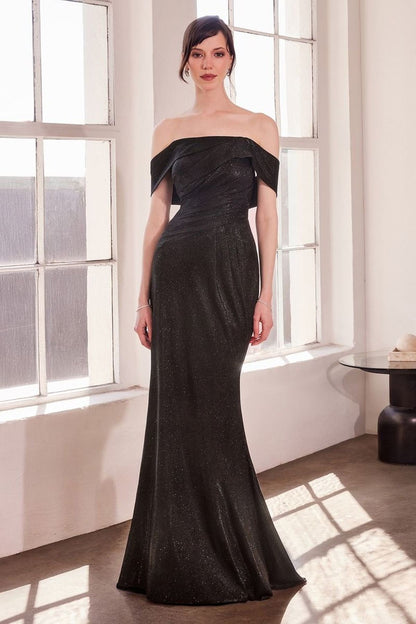 Ladivine Amoris T603 Off Shoulder Classic Modest Fitted Prom Gown