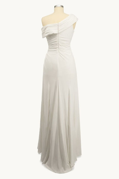 Ladivine Amoris T808 One Sleeve Off Shoulder Fitted Gown with Slit
