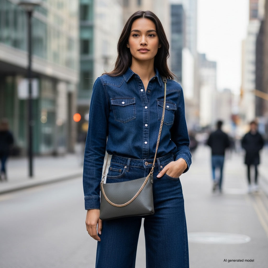 Bolso cruzado italiano de cuero de plena flor | Mantova