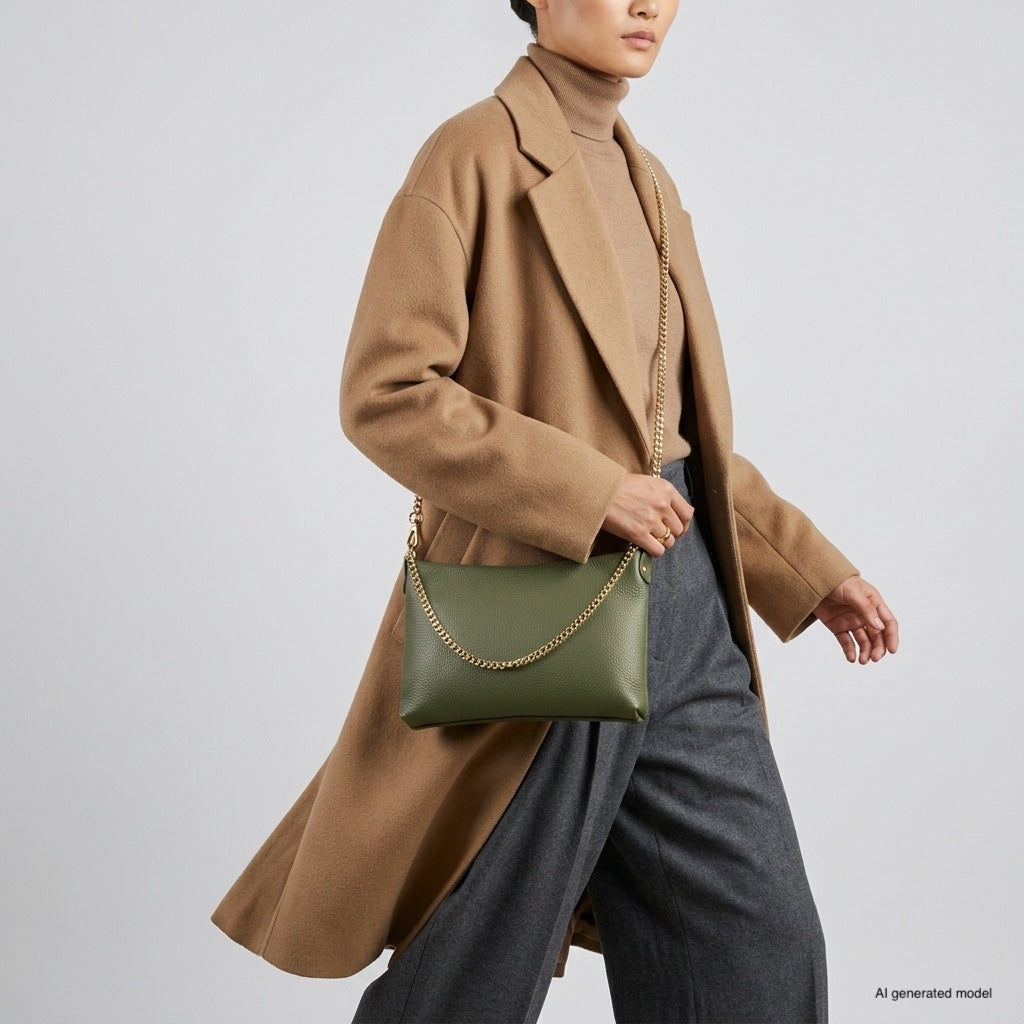 Bolso cruzado italiano de cuero de plena flor | Mantova
