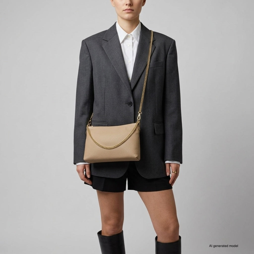 Bolso cruzado italiano de cuero de plena flor | Mantova