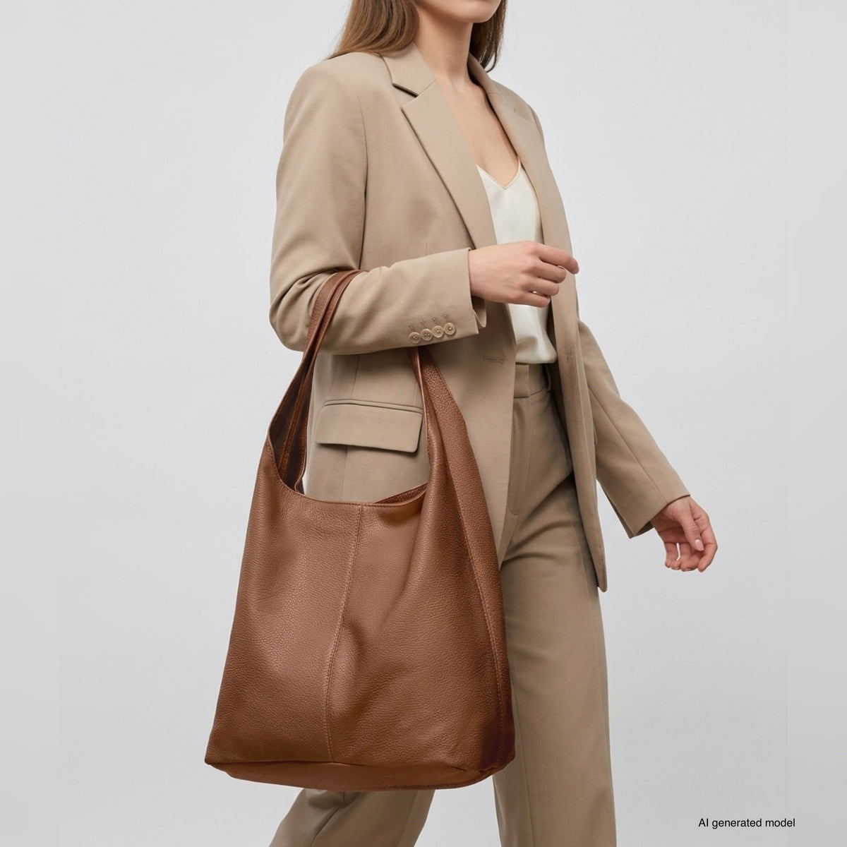 Bolso Hobo de Piel Plena Flor Italiana | Siena
