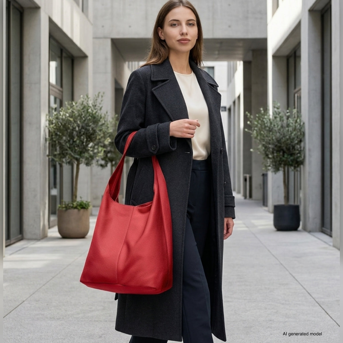 Bolso Hobo de Piel Plena Flor Italiana | Siena