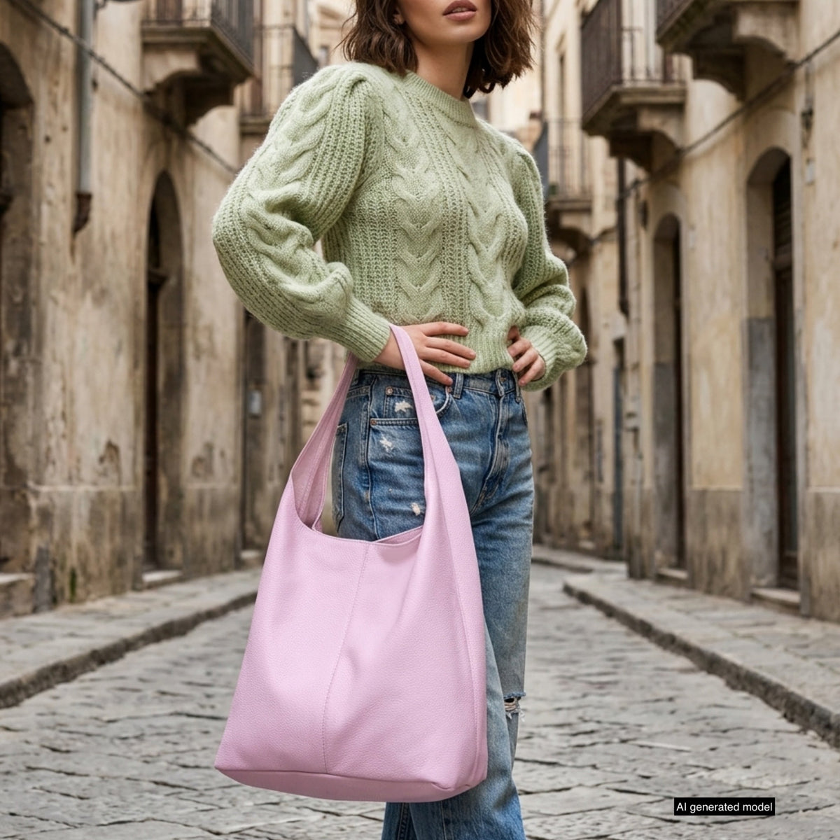 Bolso Hobo de Piel Plena Flor Italiana | Siena