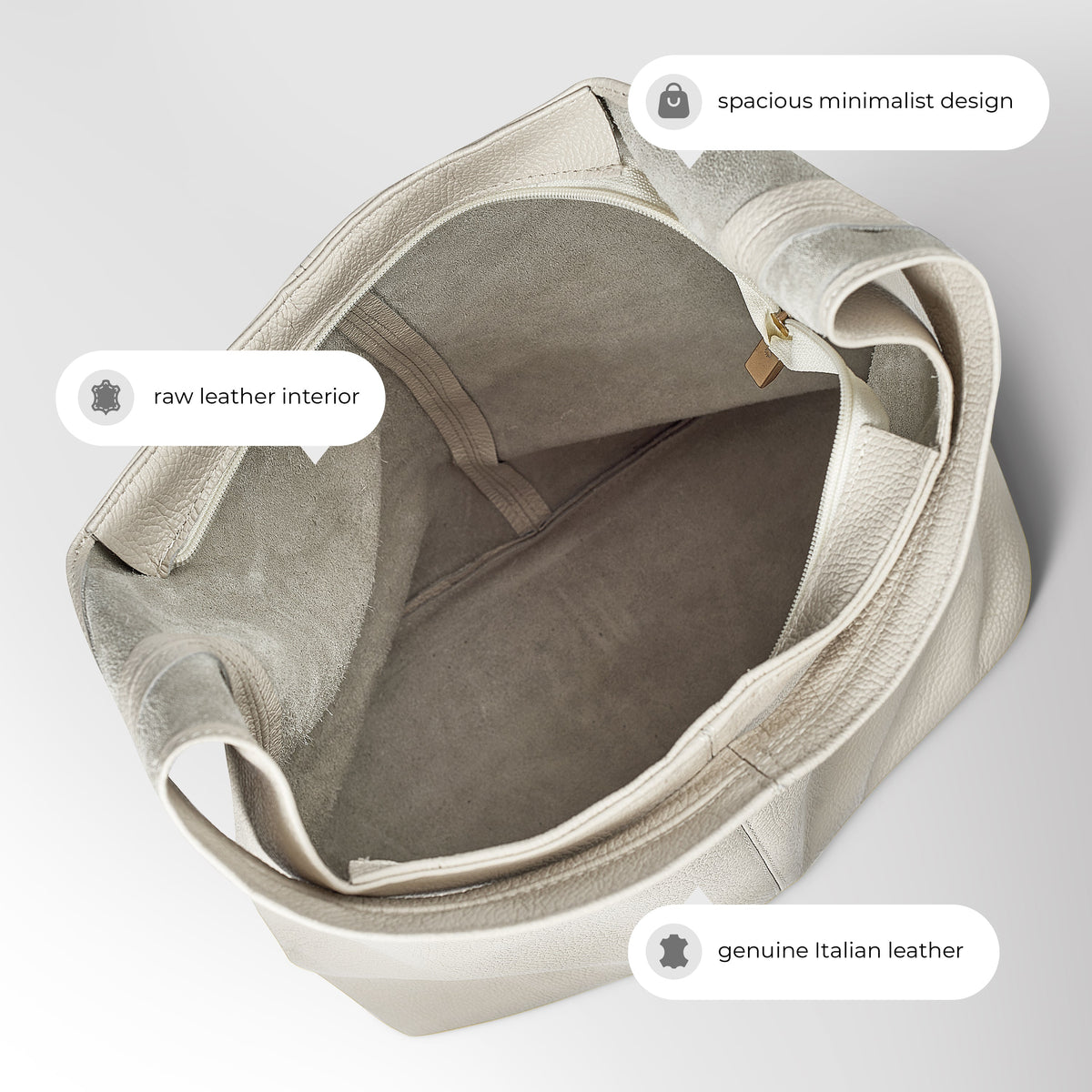 Bolso Hobo de Piel Plena Flor Italiana | Siena