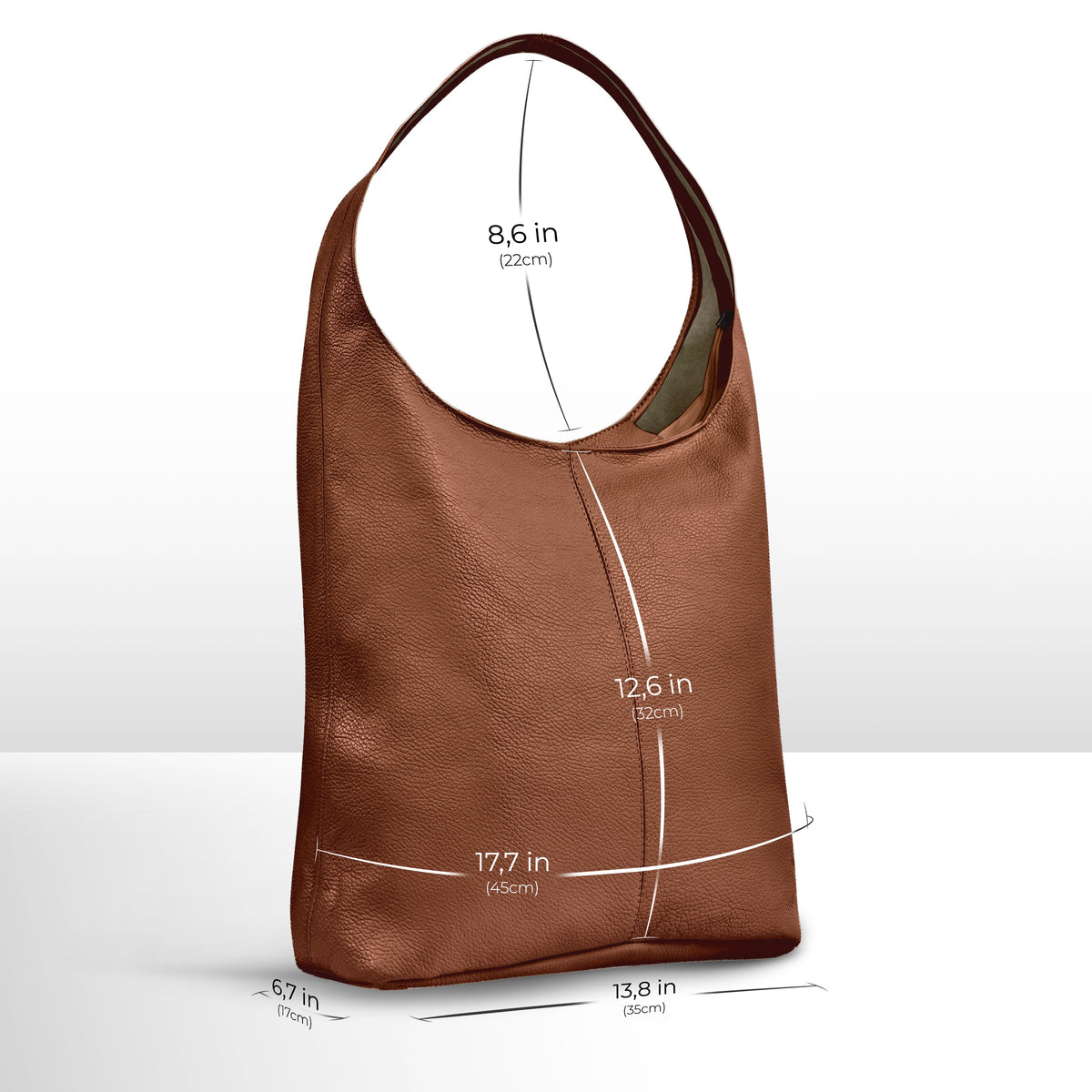 Bolso Hobo de Piel Plena Flor Italiana | Siena