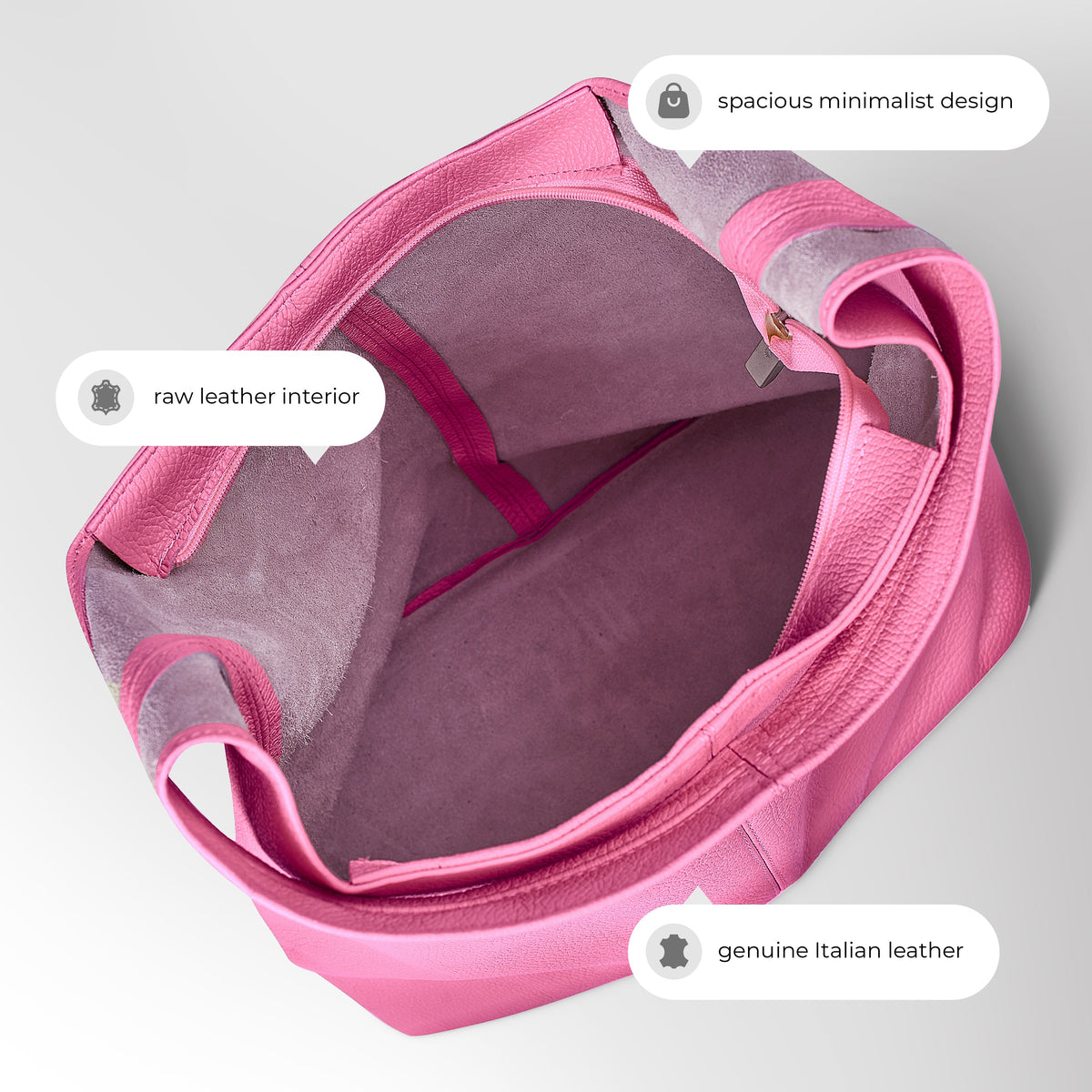 Bolso Hobo de Piel Plena Flor Italiana | Siena