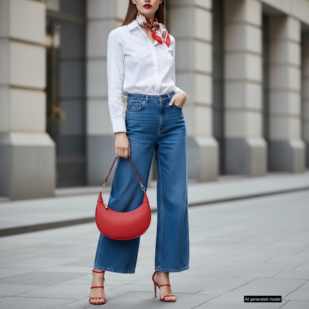 Bolso de hombro de cuero italiano de plena flor | Verona