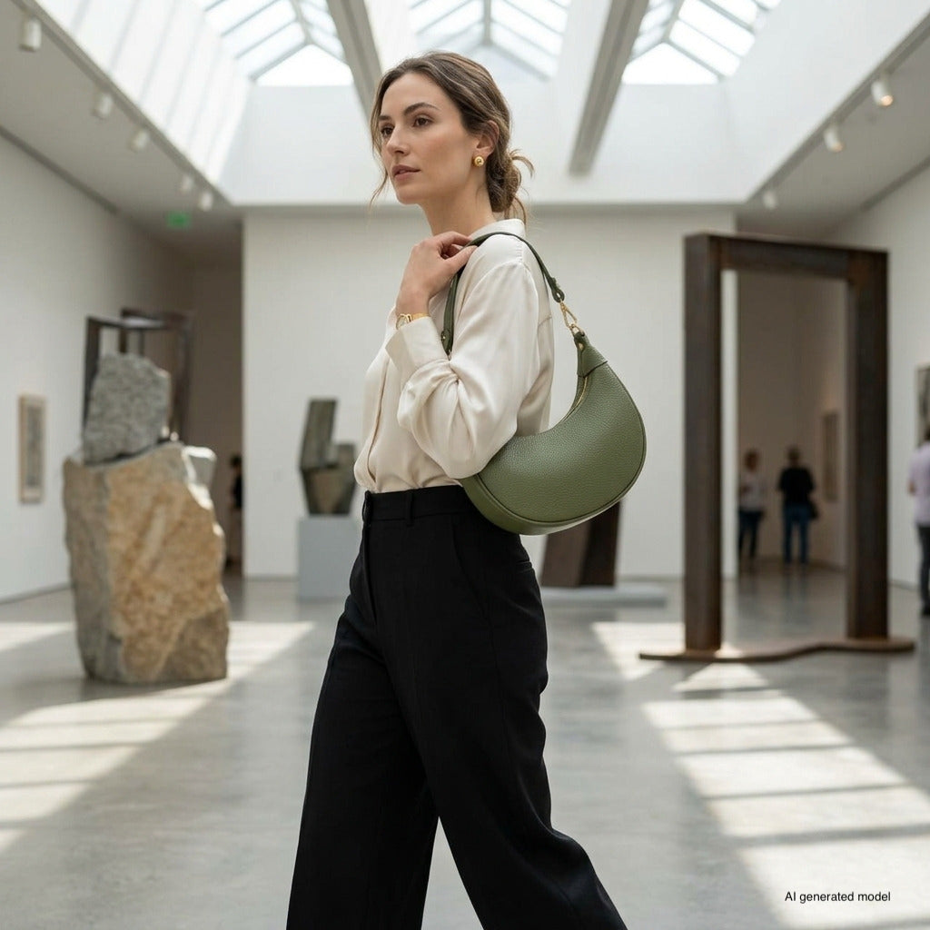 Bolso de hombro de cuero italiano de plena flor | Verona