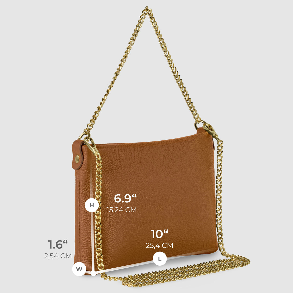 Bolso cruzado italiano de cuero de plena flor | Mantova