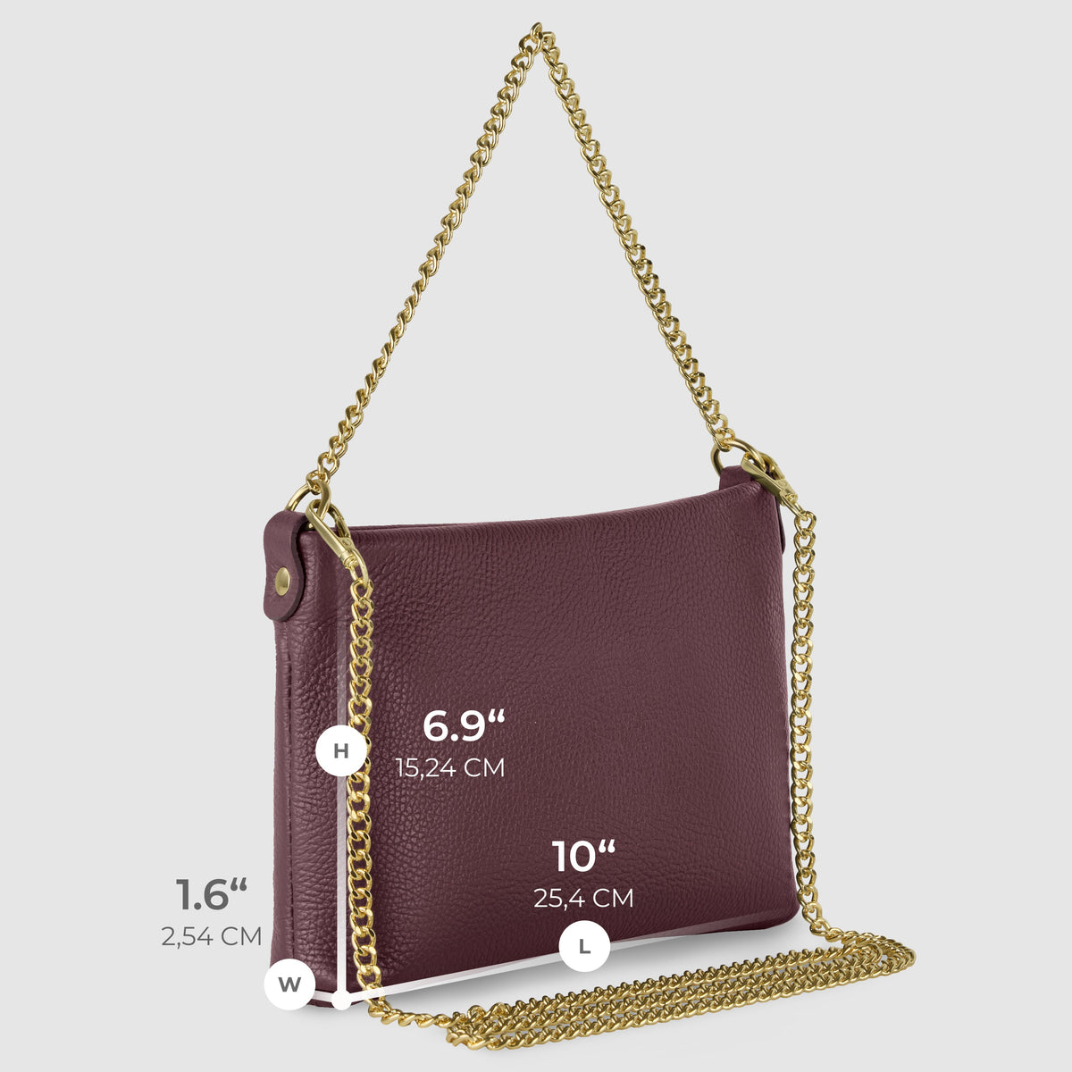Bolso cruzado italiano de cuero de plena flor | Mantova