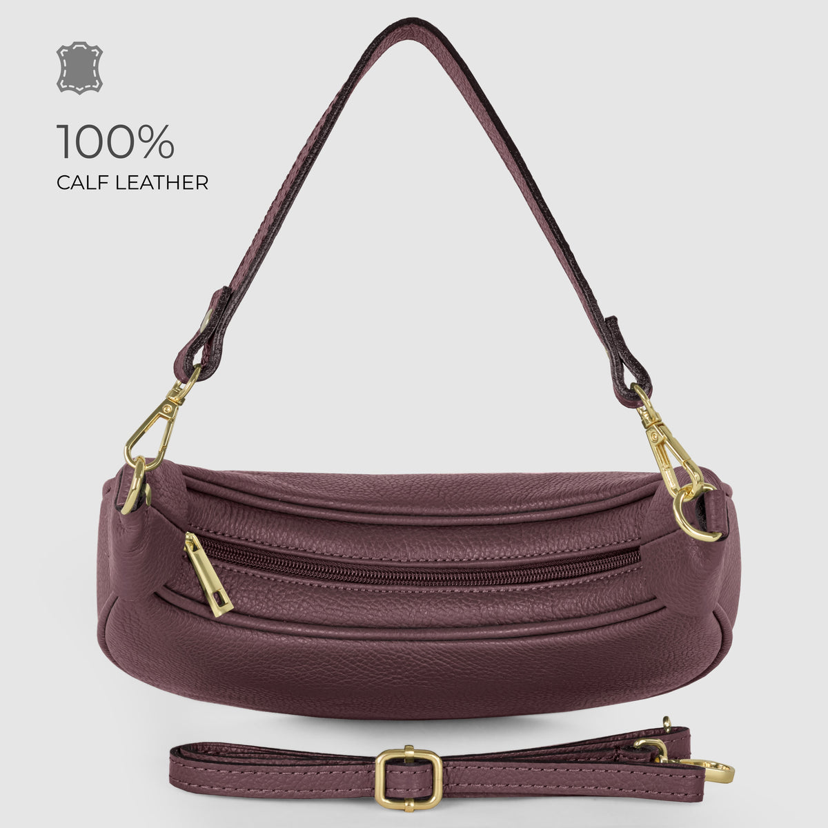 Bolso de hombro de cuero italiano de plena flor | Verona