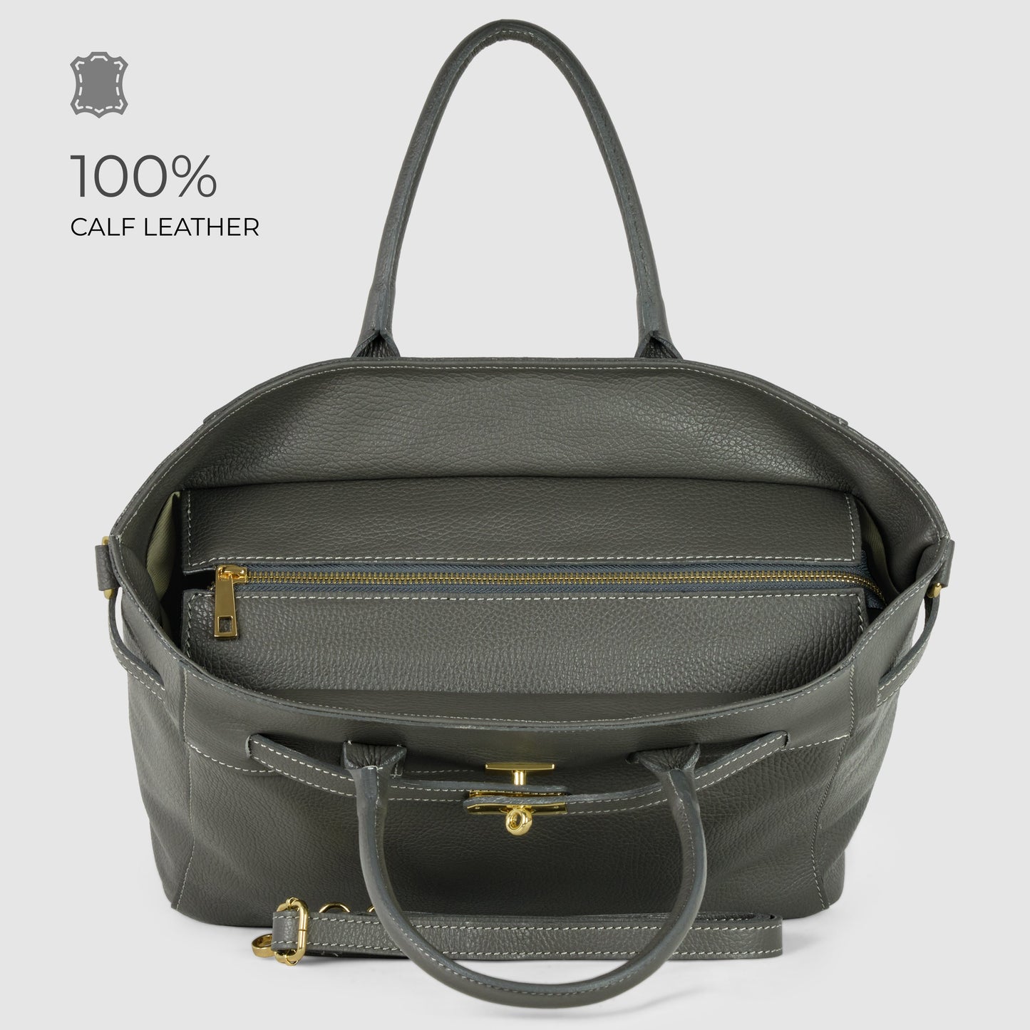 Italian Full-Grain Leather Top-Handle Bag | Cesena