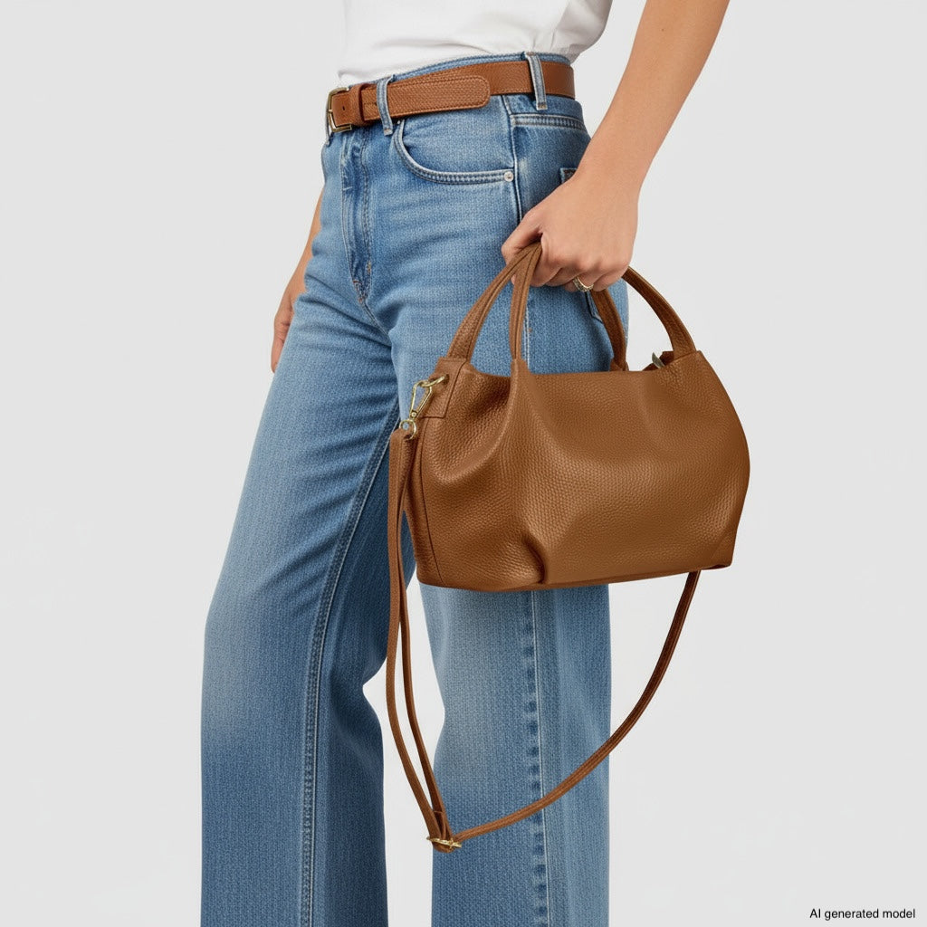 Bolso Tote de Piel Plena Flor Italiana | Lucca