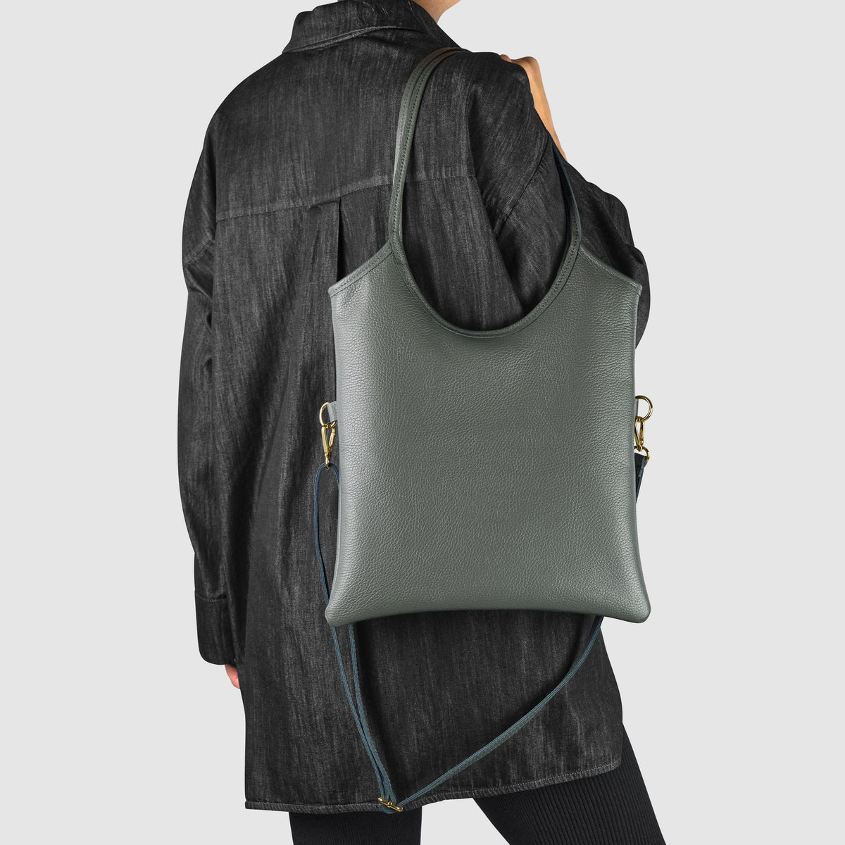 Bolso tote de piel italiana de plena flor | Matera