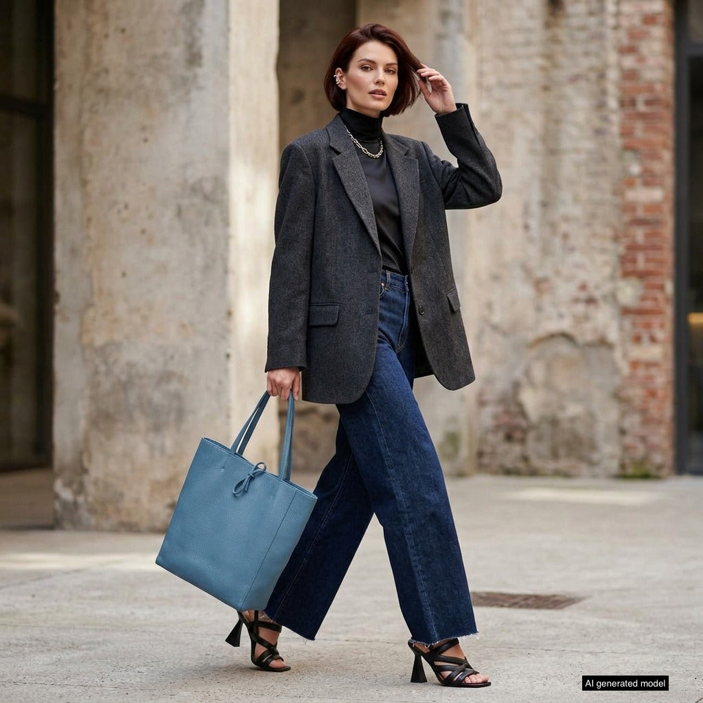 Bolso tote de cuero de grano completo italiano | Florencia