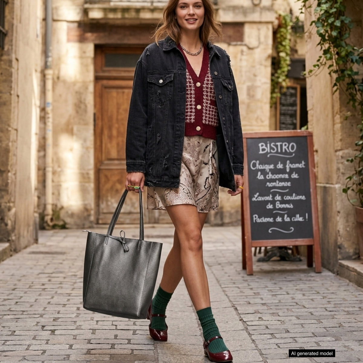 Bolso tote de cuero de grano completo italiano | Florencia