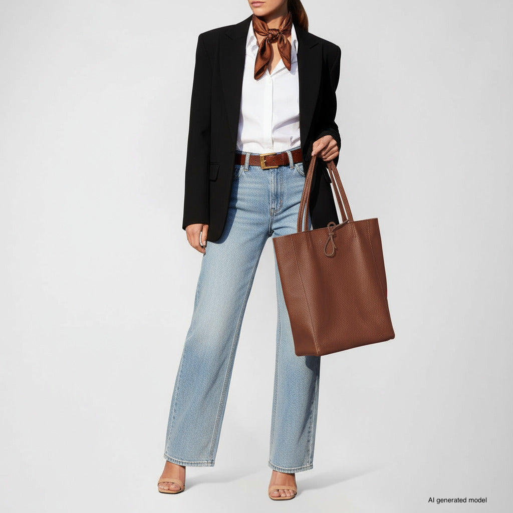 Bolso tote de cuero de grano completo italiano | Florencia