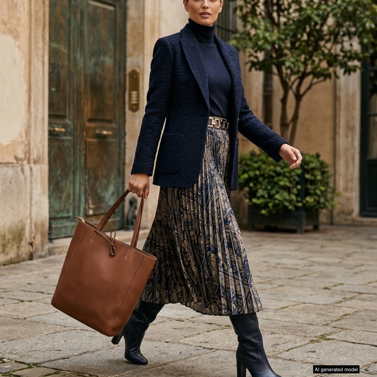 Bolso tote de cuero de grano completo italiano | Florencia