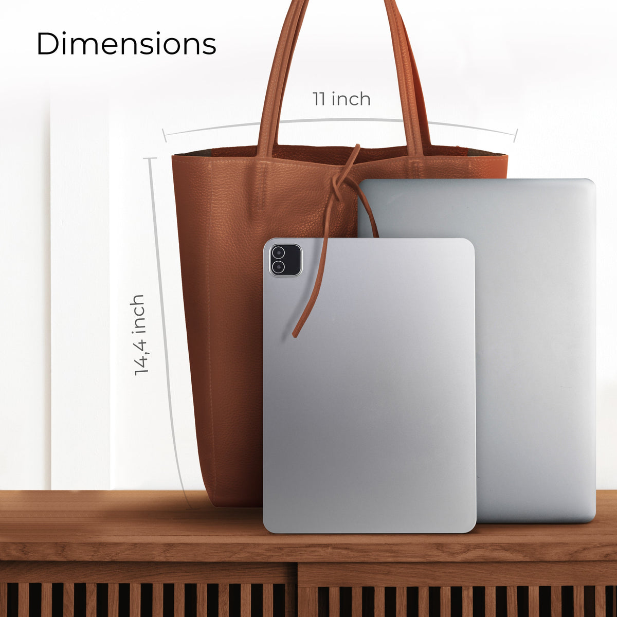Bolso tote de cuero de grano completo italiano | Florencia
