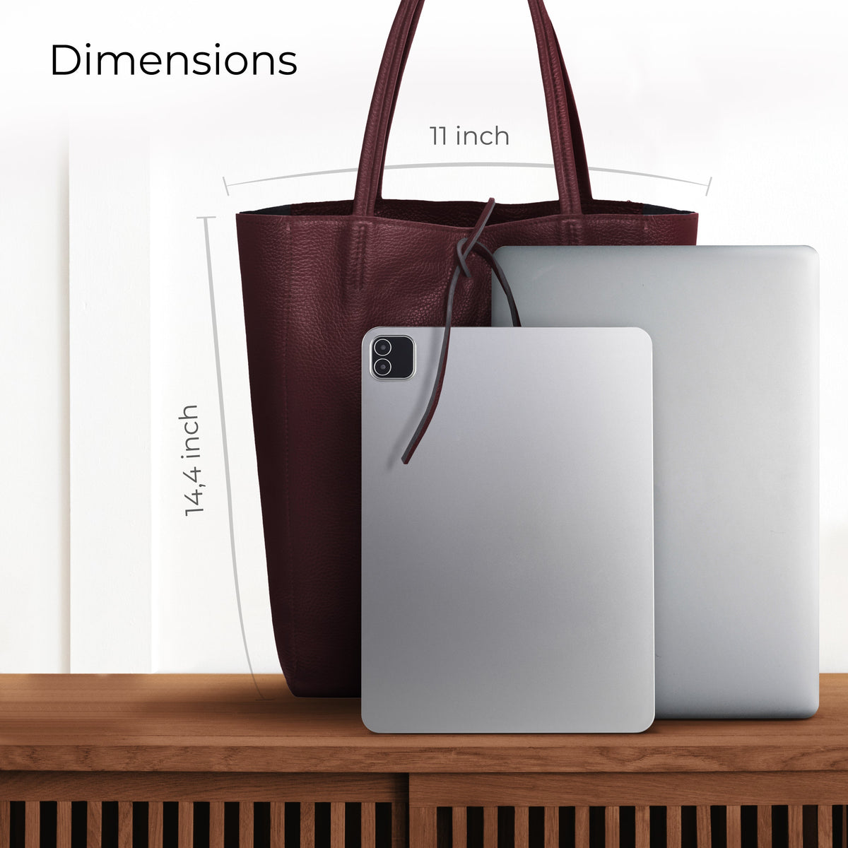 Bolso tote de cuero de grano completo italiano | Florencia