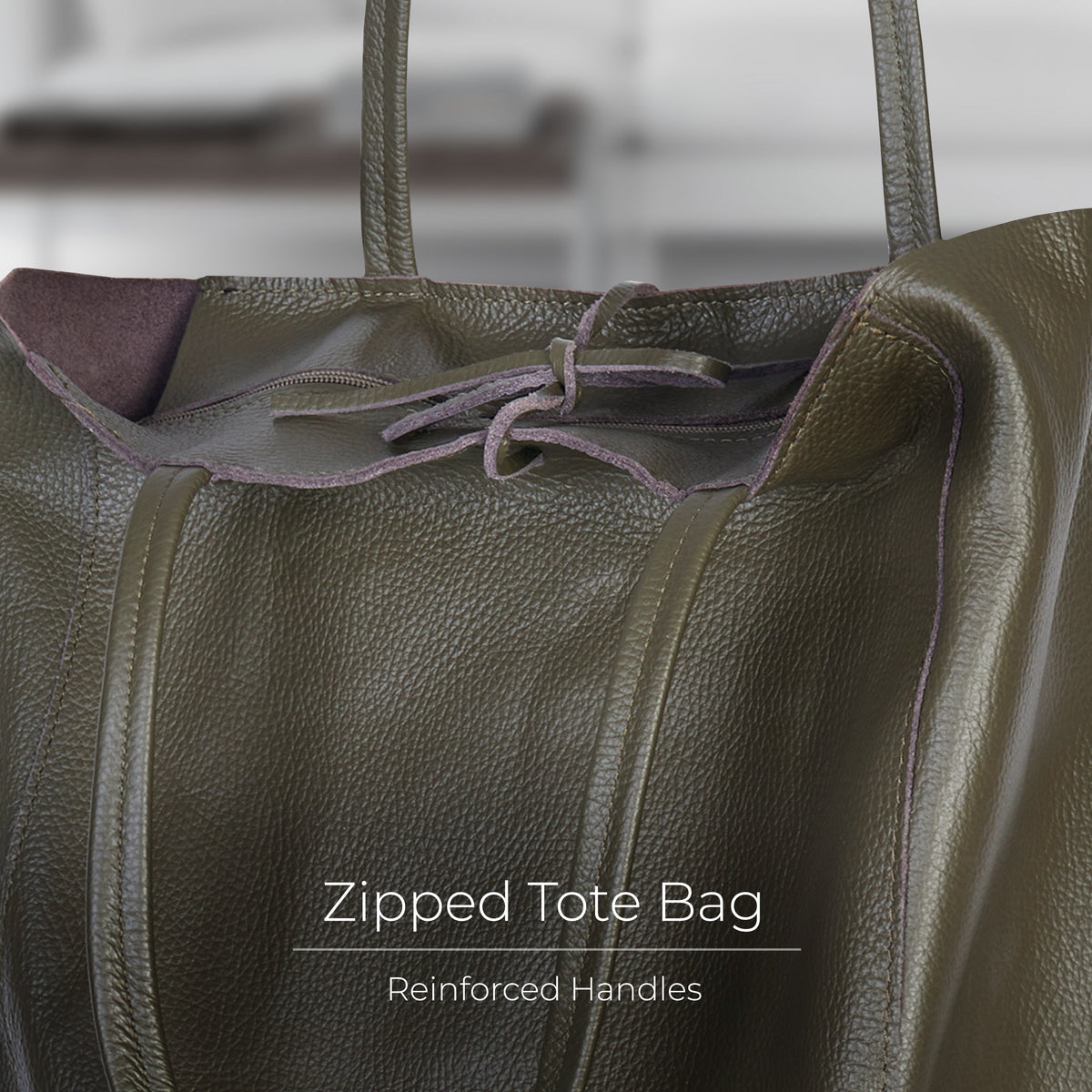 Bolso tote de cuero de grano completo italiano | Florencia