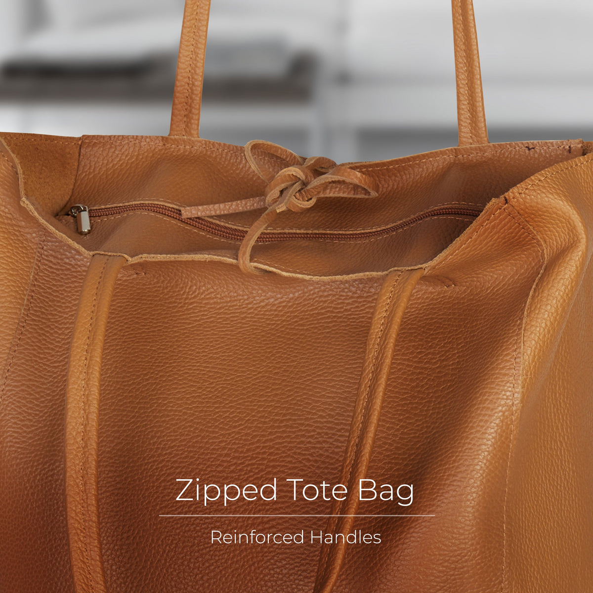 Bolso tote de cuero de grano completo italiano | Florencia