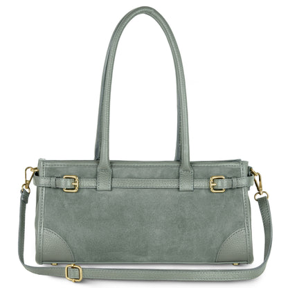 Italian Genuine Suede & Full-Grain Leather Shoulder Bag | Lodi