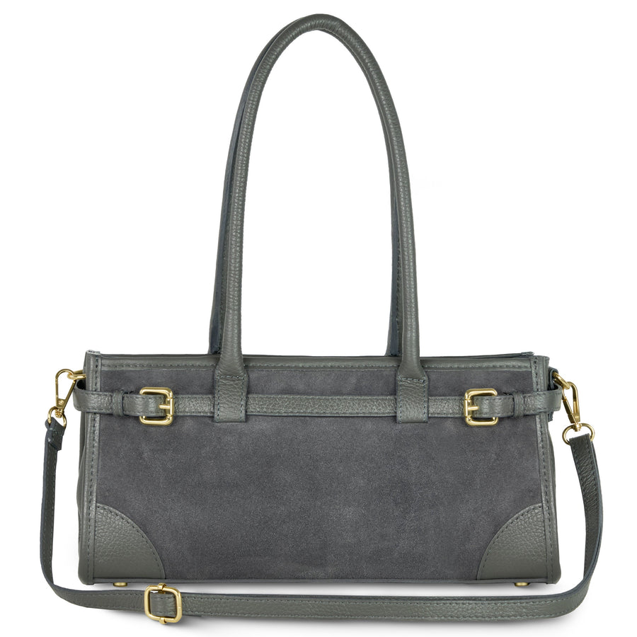 Italian Genuine Suede & Full-Grain Leather Shoulder Bag | Lodi
