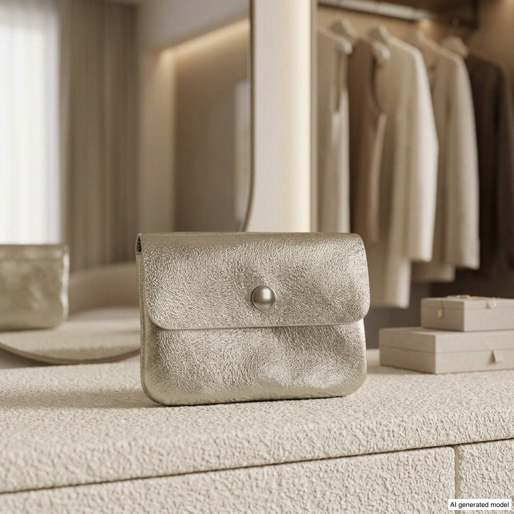 Italian Genuine Metallic Suede Wallet | Assisi