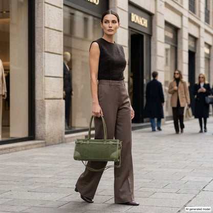 Italian Genuine Suede & Full-Grain Leather Shoulder Bag | Lodi
