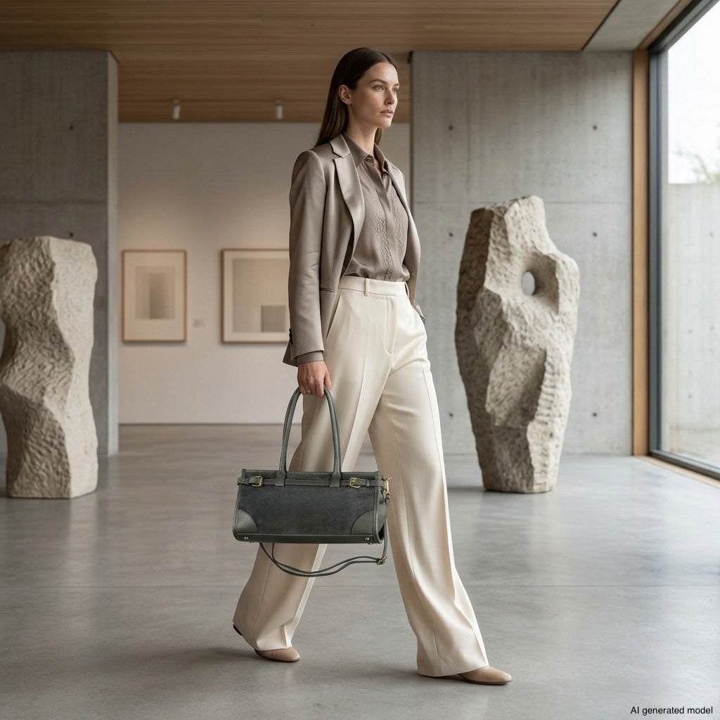 Italian Genuine Suede & Full-Grain Leather Shoulder Bag | Lodi